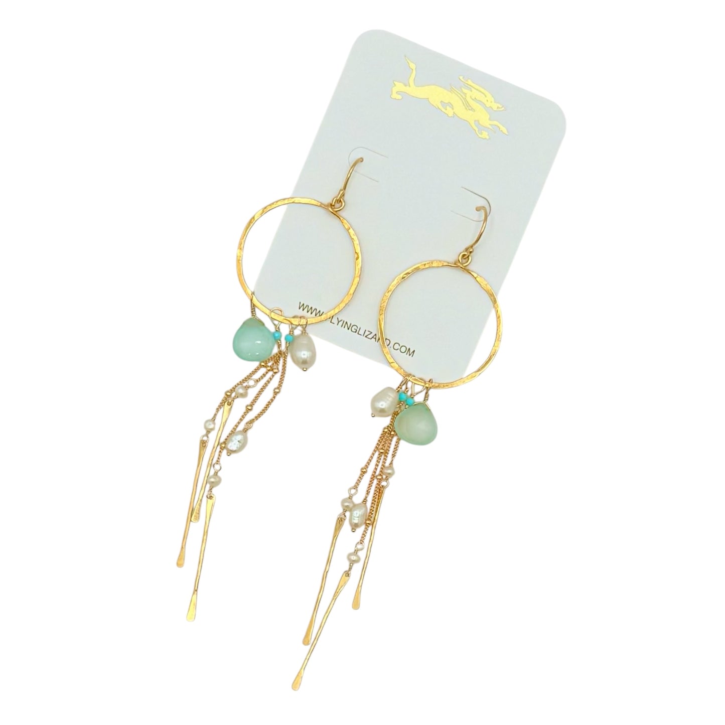 Hammered Stick Chalcedony Hoops