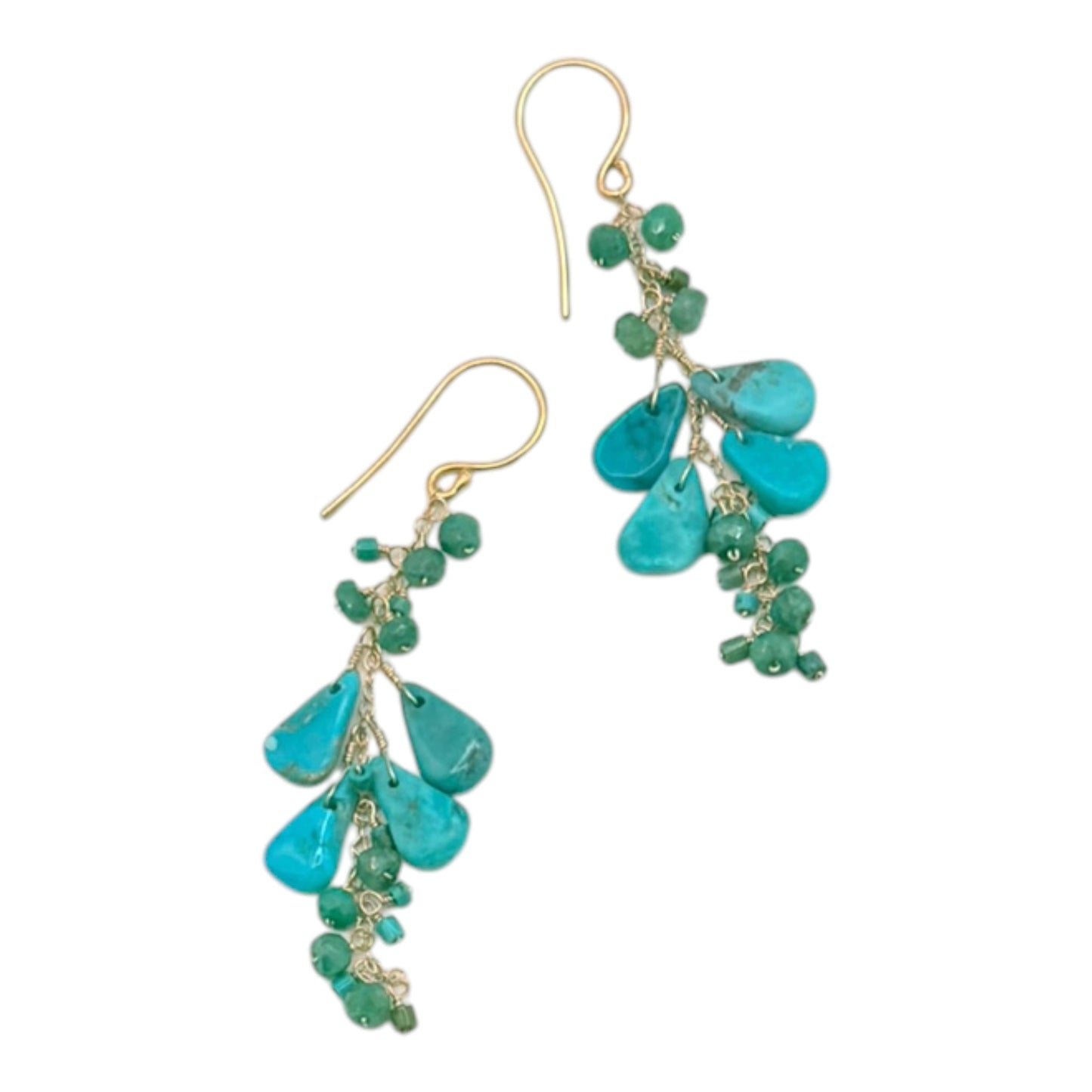 Turquoise & Emerald Cluster Earring