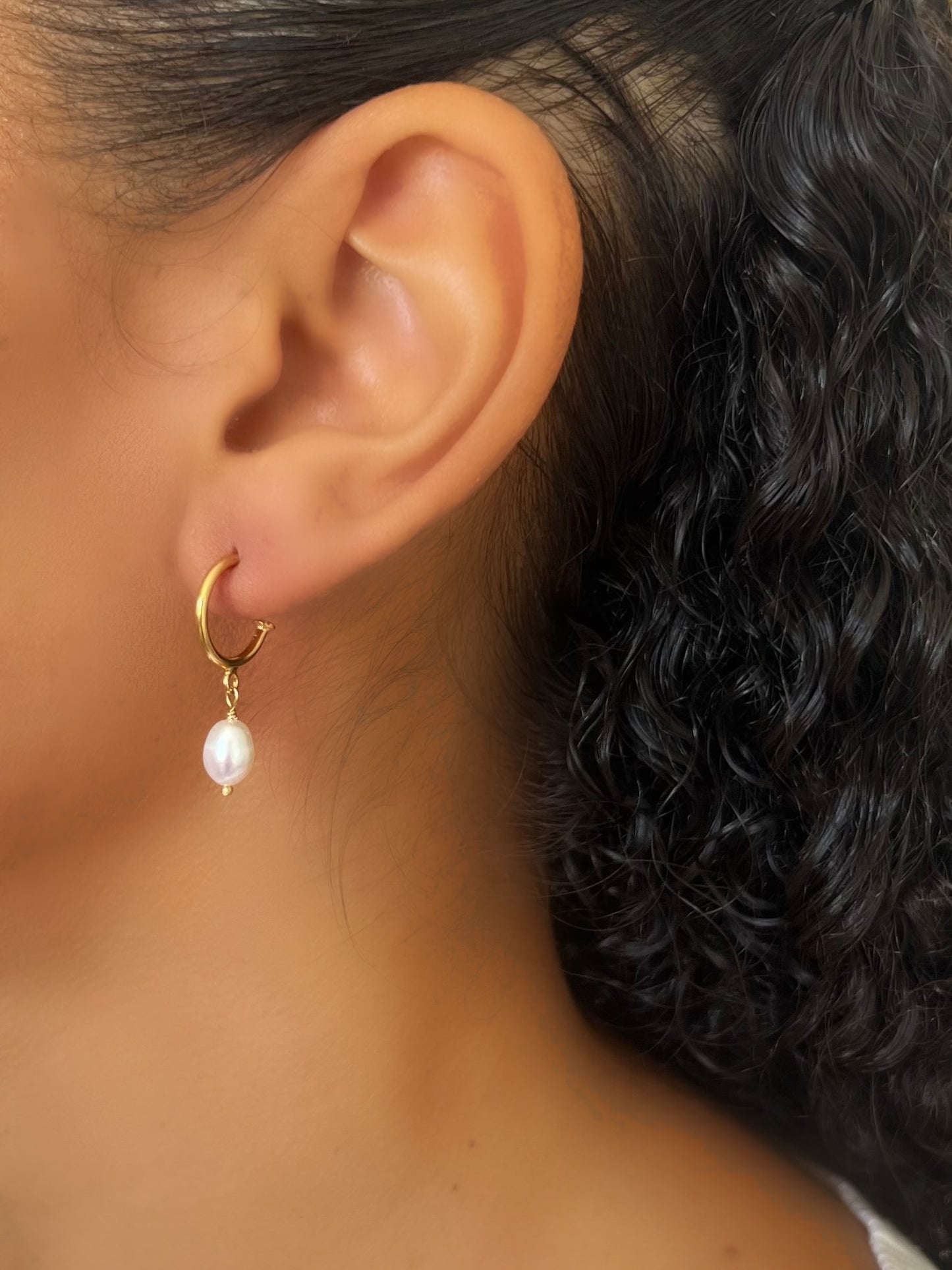 Timeless Gold & Pearl Post  Hoops