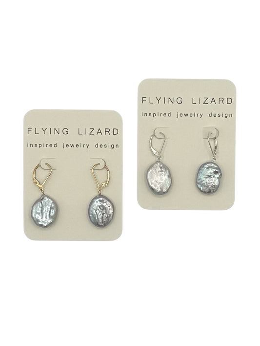 Silver Slate Pearl Earrings