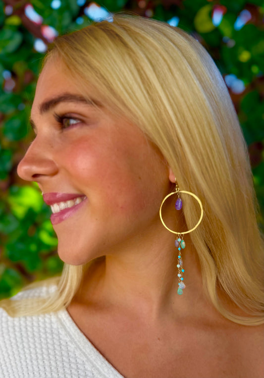 Lavender Pastel Opal Hoops