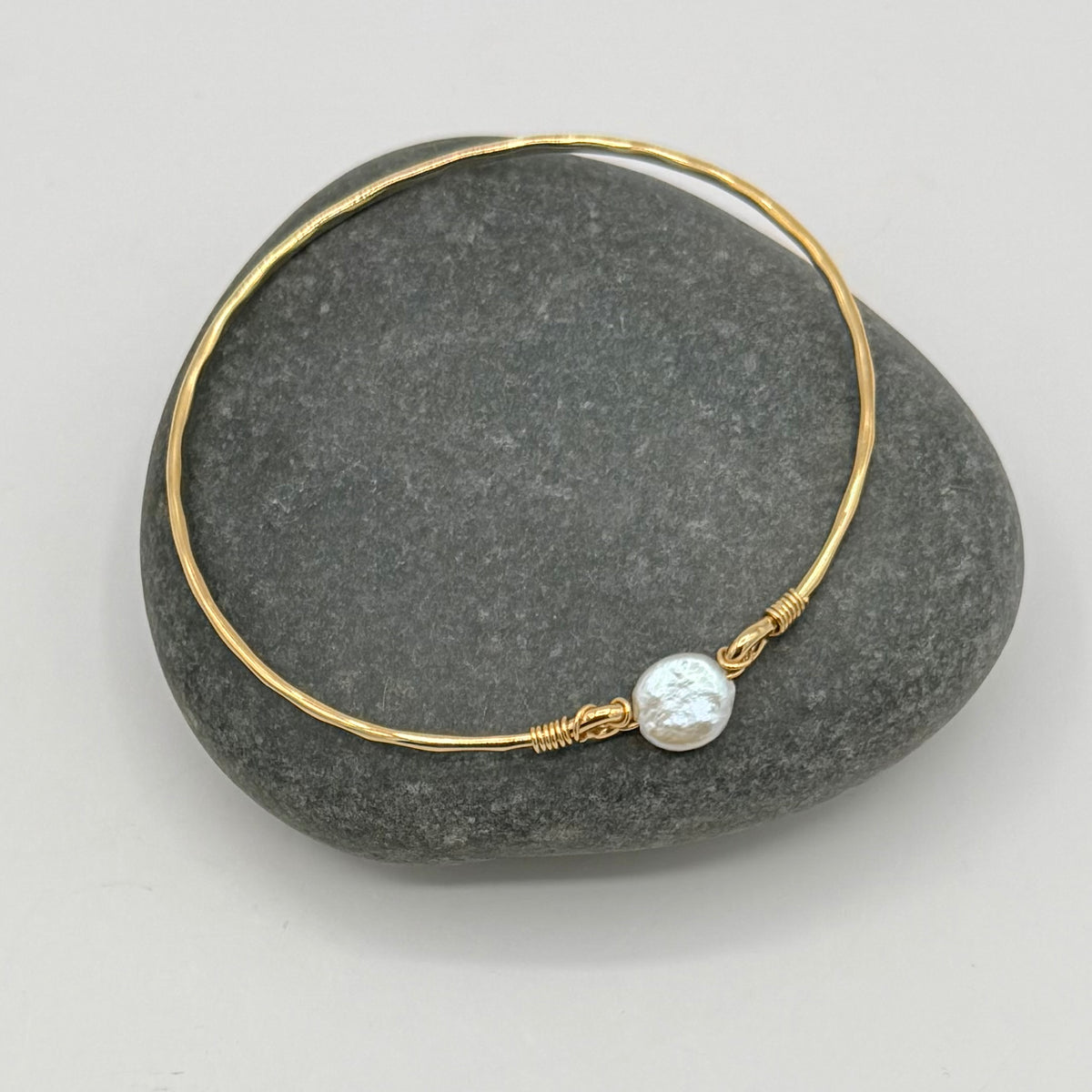Purple/Pink , Blush and White Baroque Pearl Bangles – 18K Gold Vermeil | Artisan Pearl Bracelet