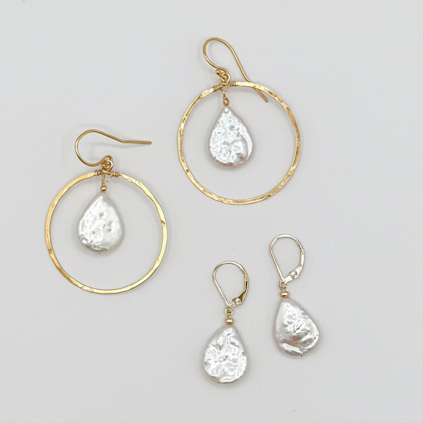 Baroque Pearl Hoops