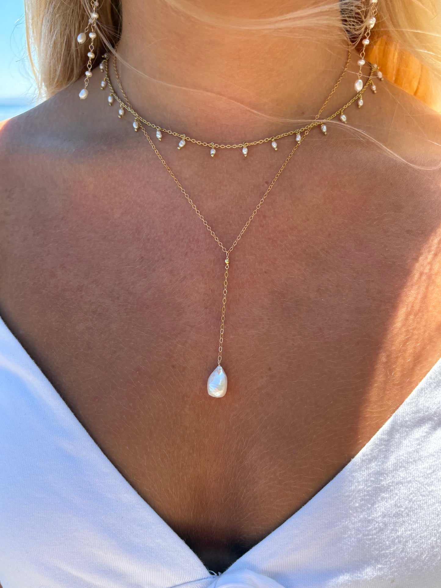 Rice Pearl Gold Necklace