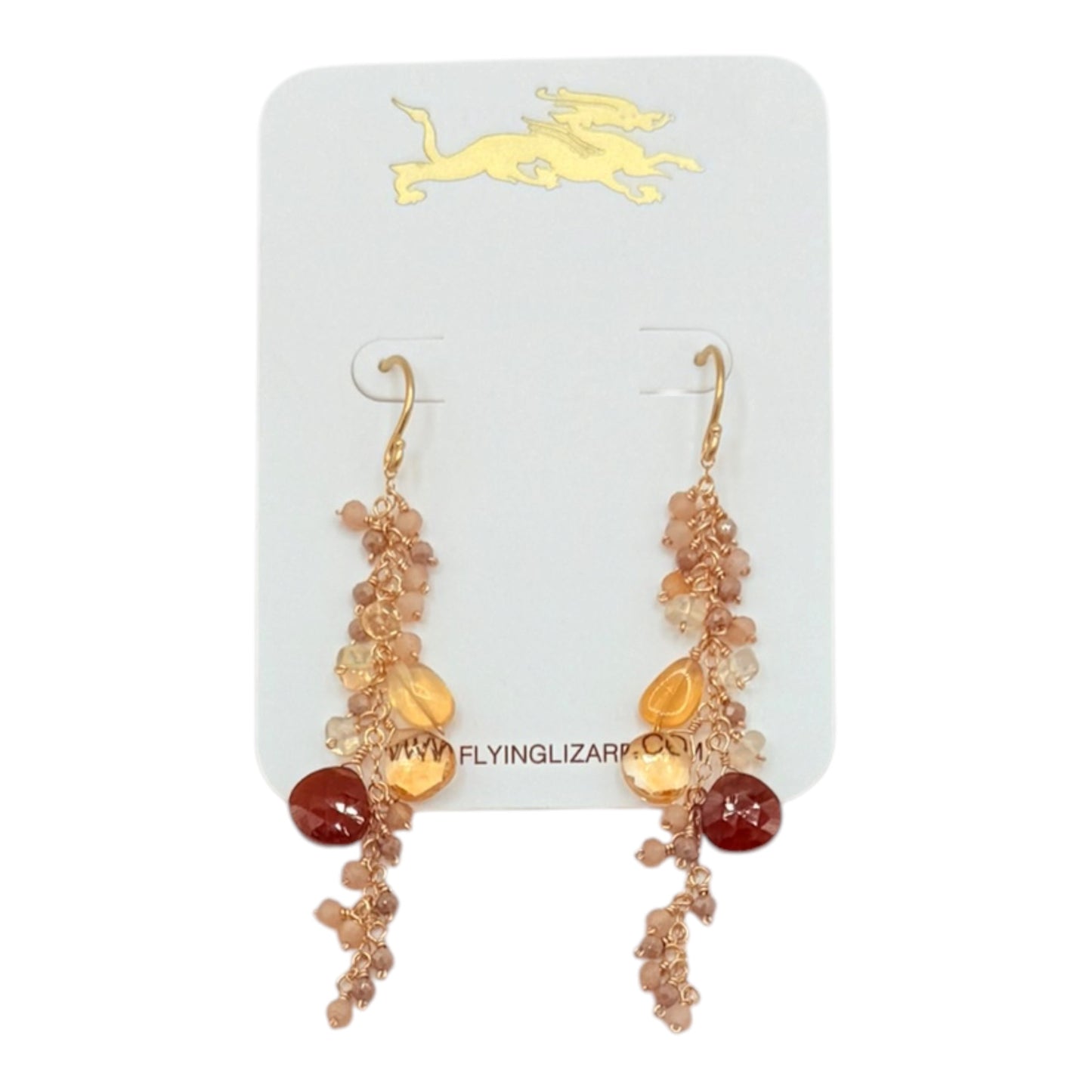 Opal, Citrine & Caramel Garnet Cluster Earrings