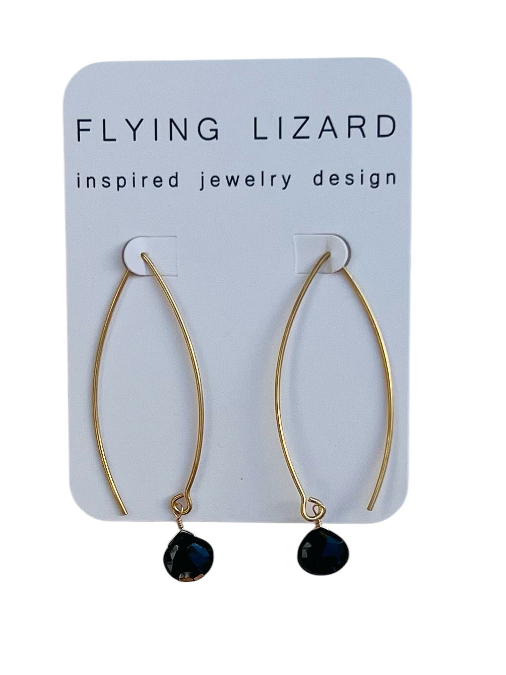 Slender Pull Thru Gold Gem Drop Earrings