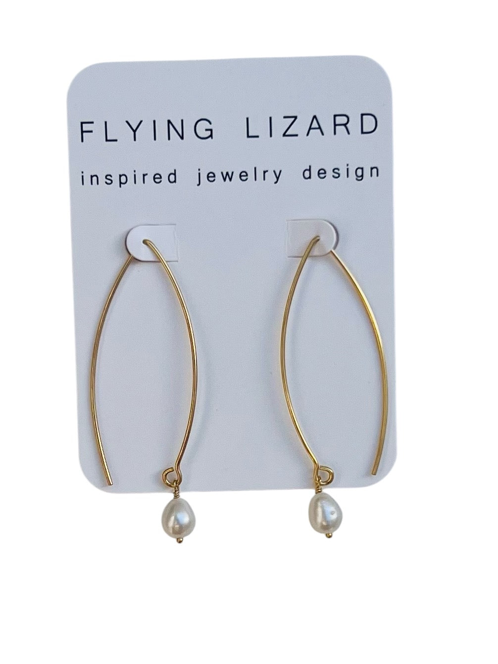 Slender Pull Thru Gold Gem Drop Earrings
