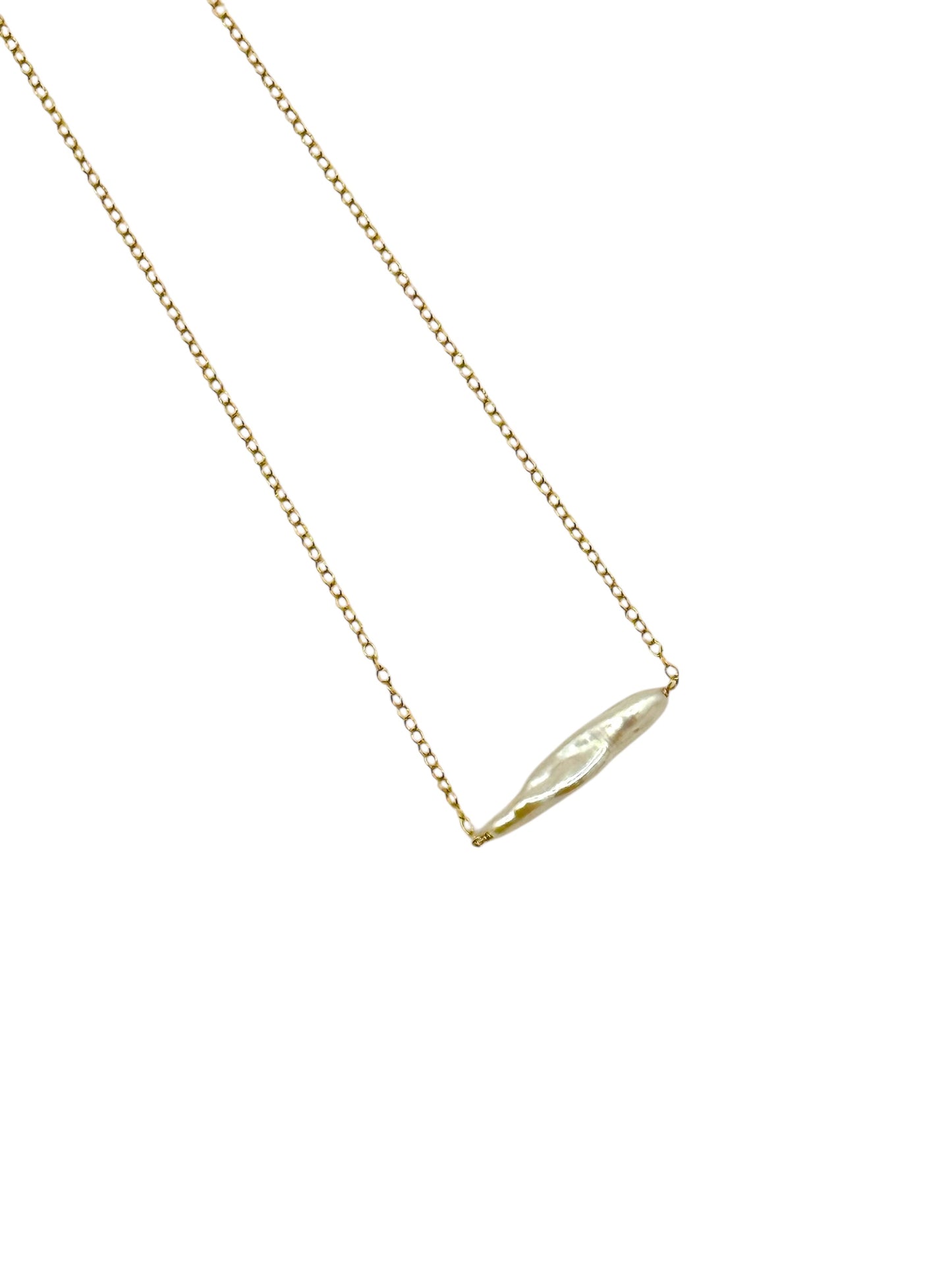 Biwa Pearl Gold Necklace
