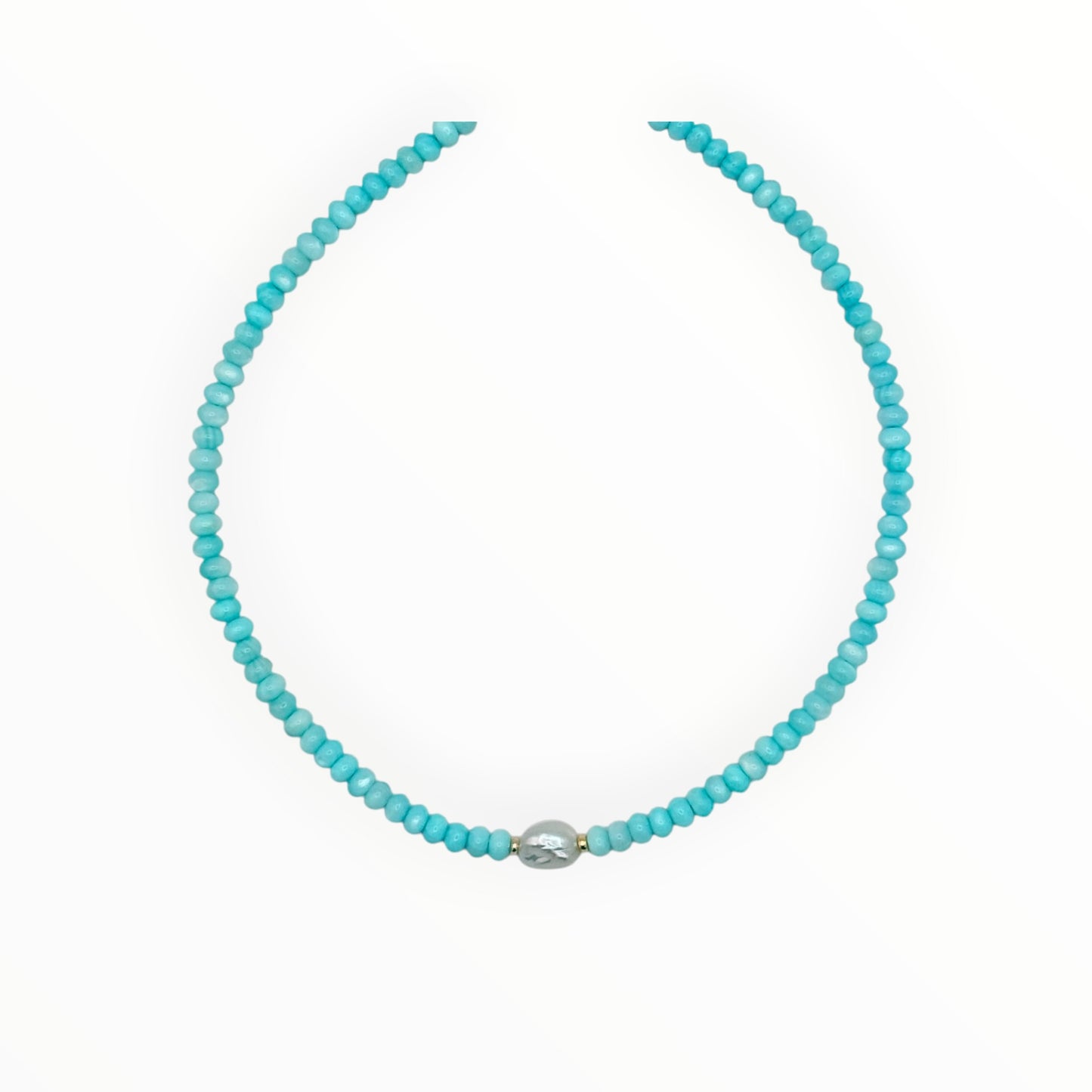 Adjustable Blue Shell Choker with Gold Accents