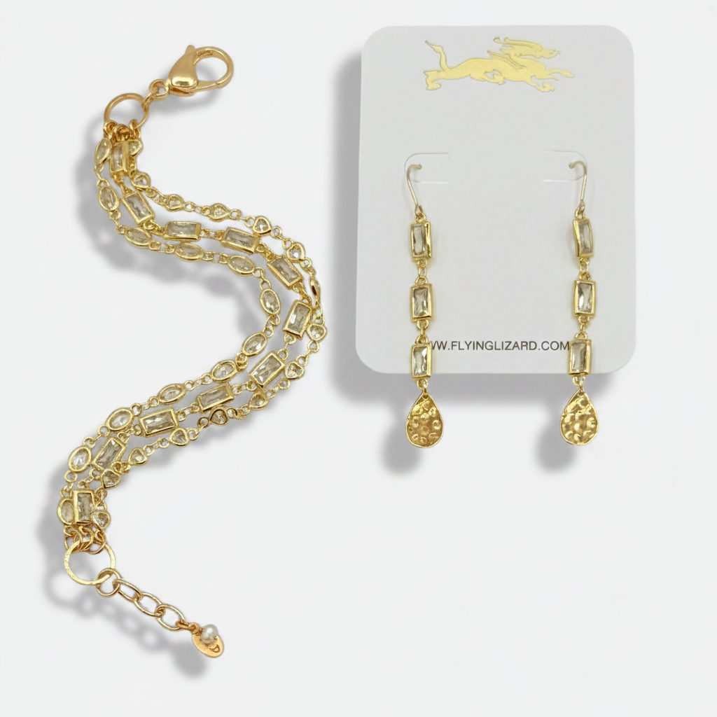 3 Strand Gold Zircon Bracelet