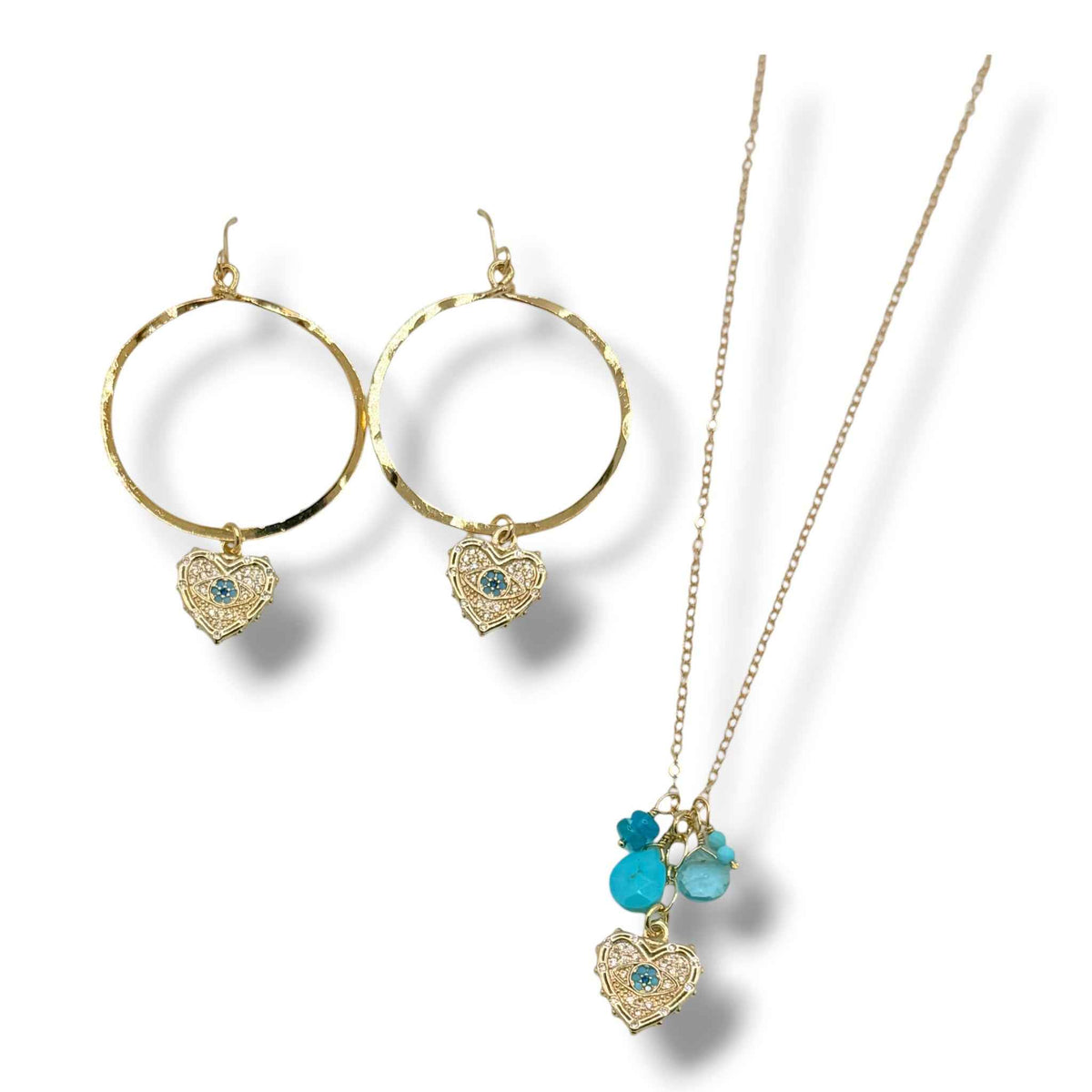 Evil Eye Heart Hoop Earring