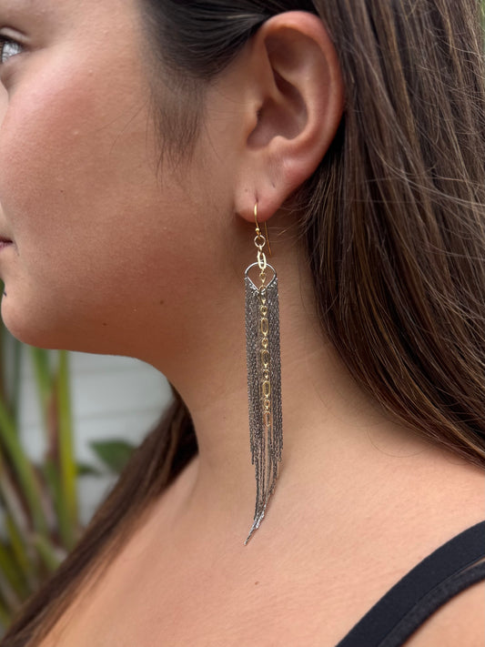 Lunar Metal Fringe Earrings