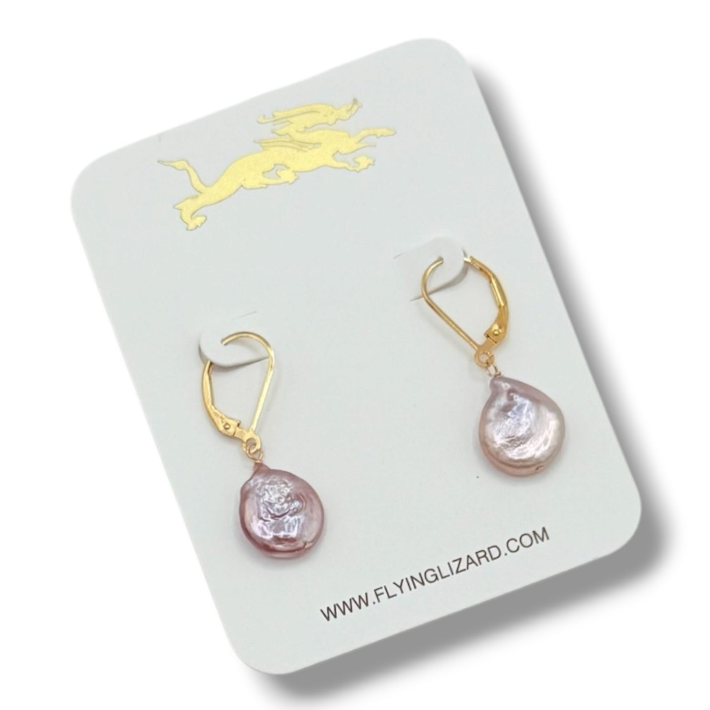 Natural Pink & Purple Baroque Pearl Earrings, 14K Gold Filled Lever-Back