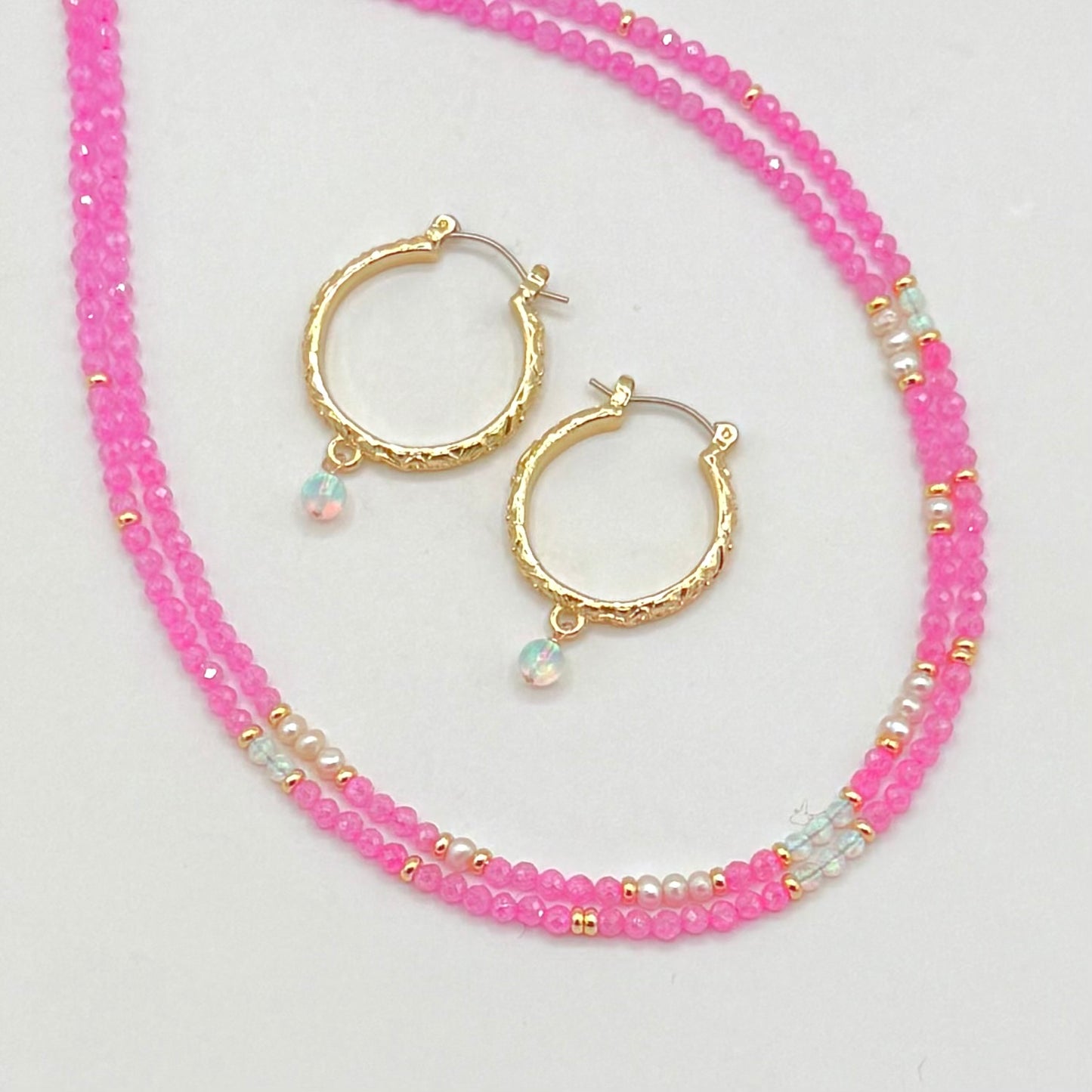Floral 18 k Gold & Opal Dangles