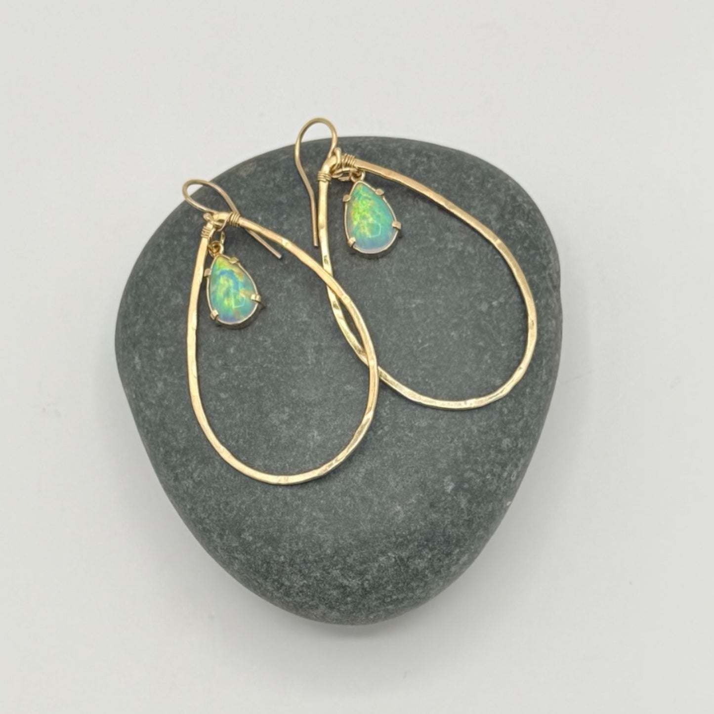 Teardrop Hoops with Jelly Opals