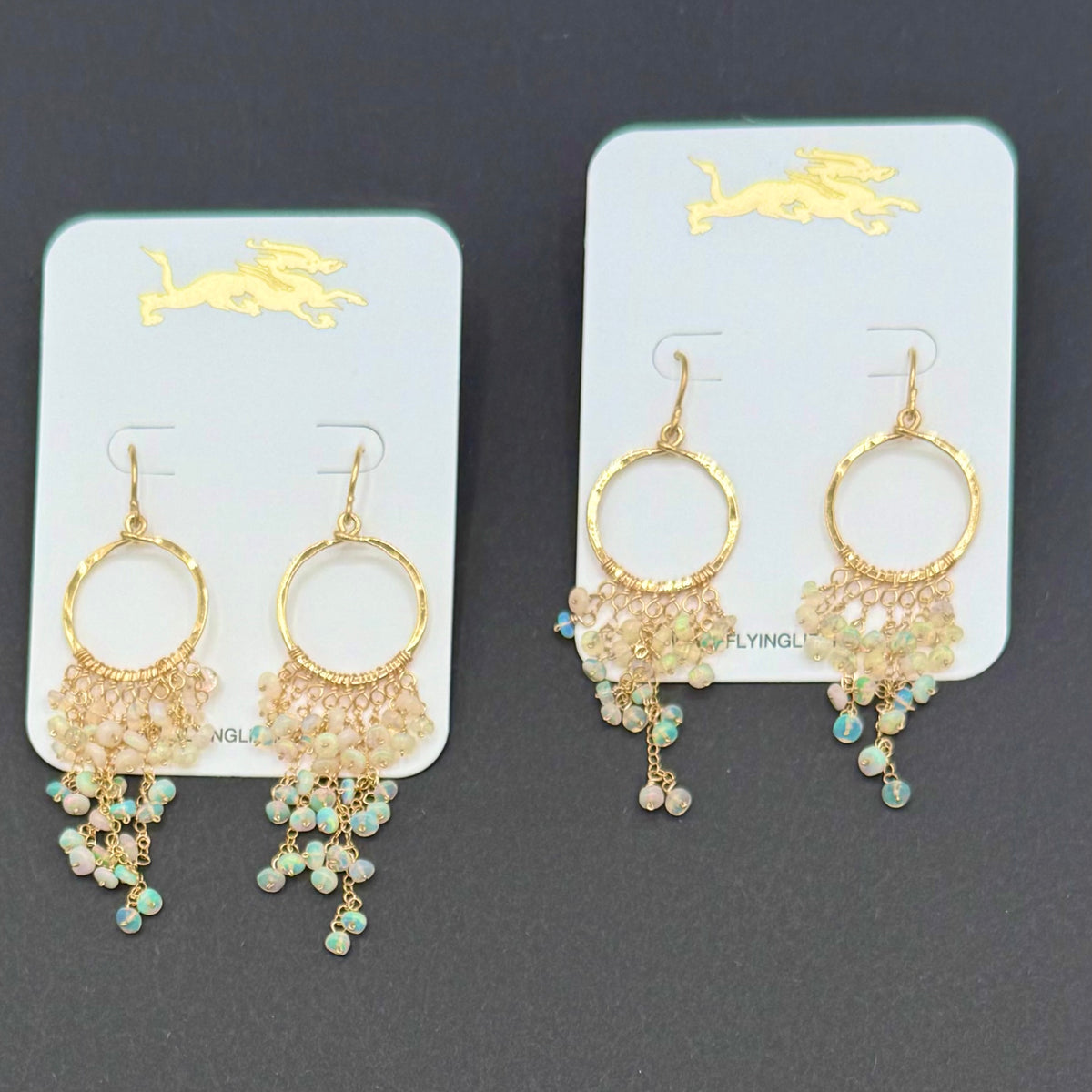 Central Coast Opal Cascade Earrings – Natural Opal Rondelles Hand-Wrapped in 14K Gold Fill