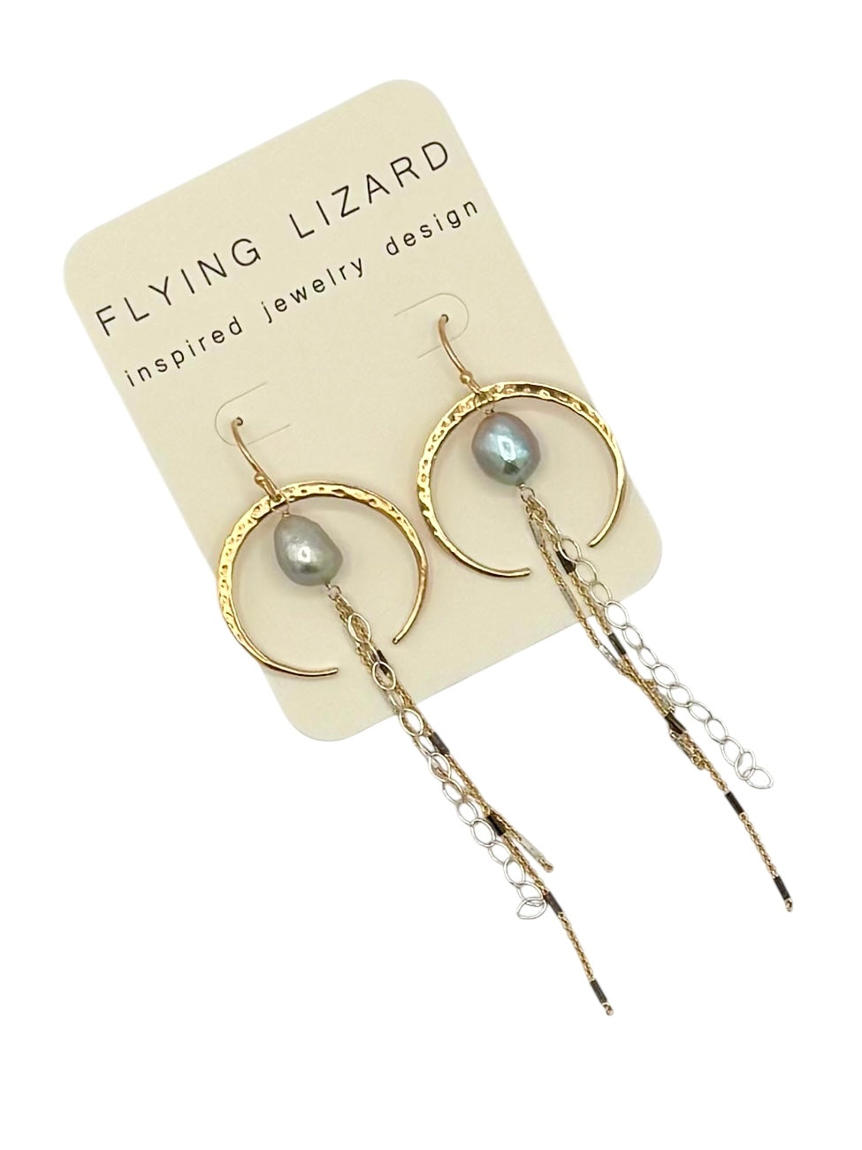 Dove Pearl Crescent Earrings