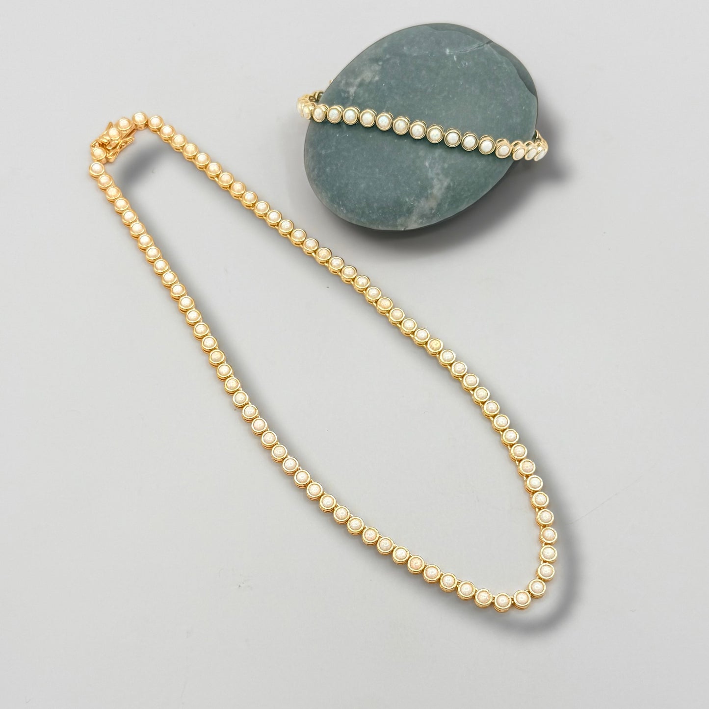 Luminous White Opal Tennis Necklace