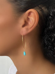 Sleek Gem Drop Pearl /Turquoise earrings