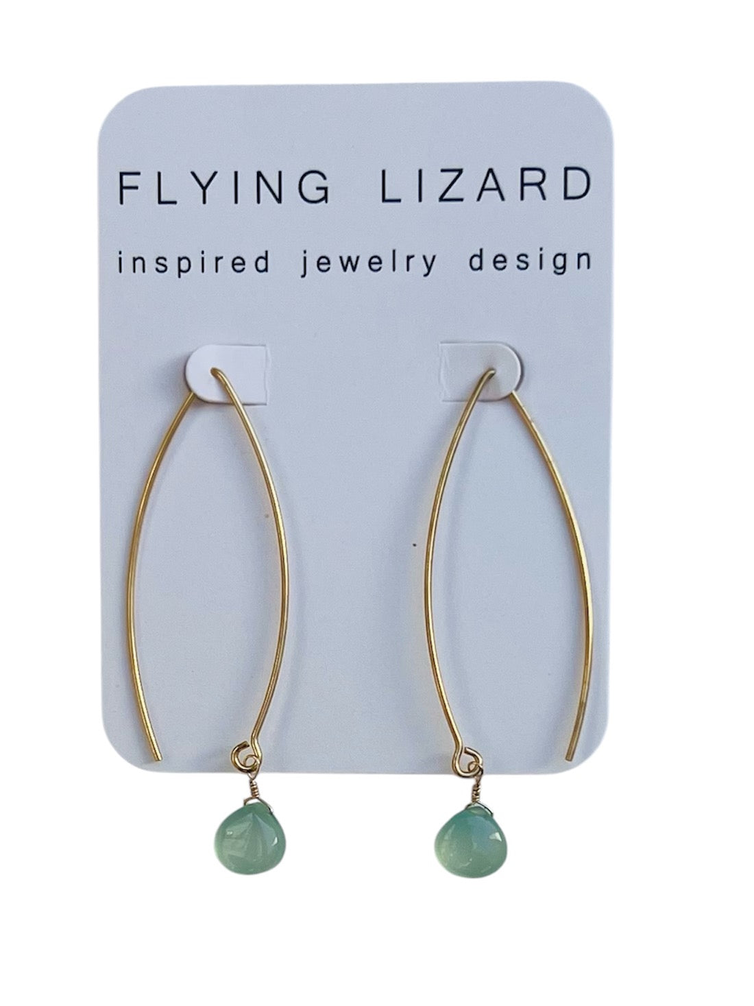 Slender Pull Thru Gold Gem Drop Earrings
