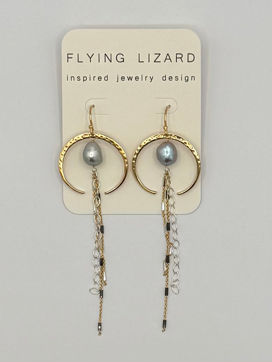 Dove Pearl Crescent Earrings