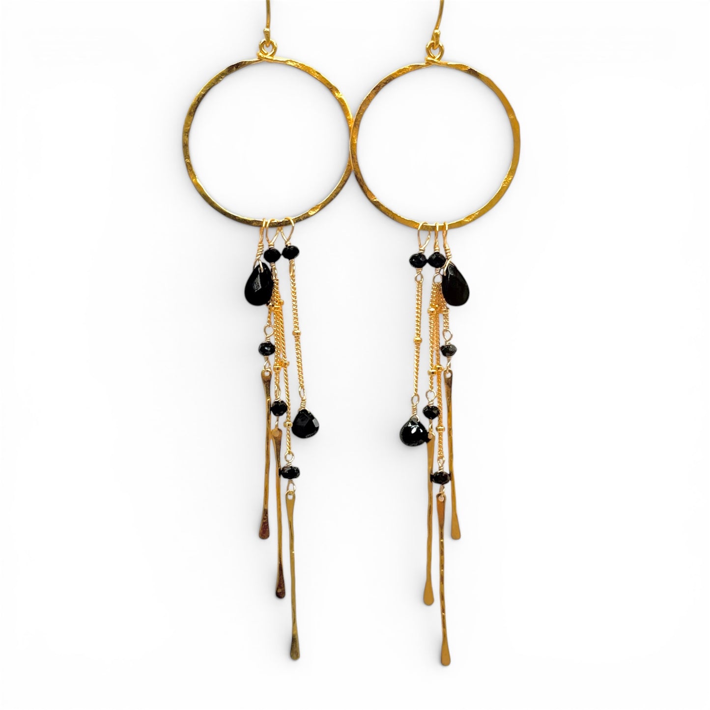 Black & Gold Slender Hoop Earrings