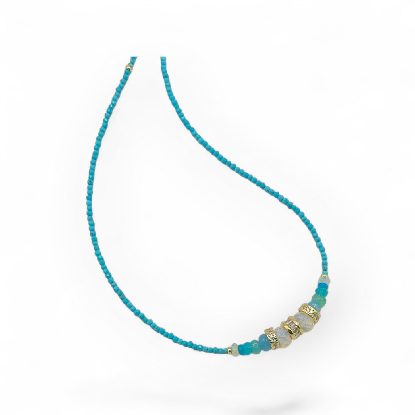 Turquoise Opal Choker Necklace with Zircon Accents