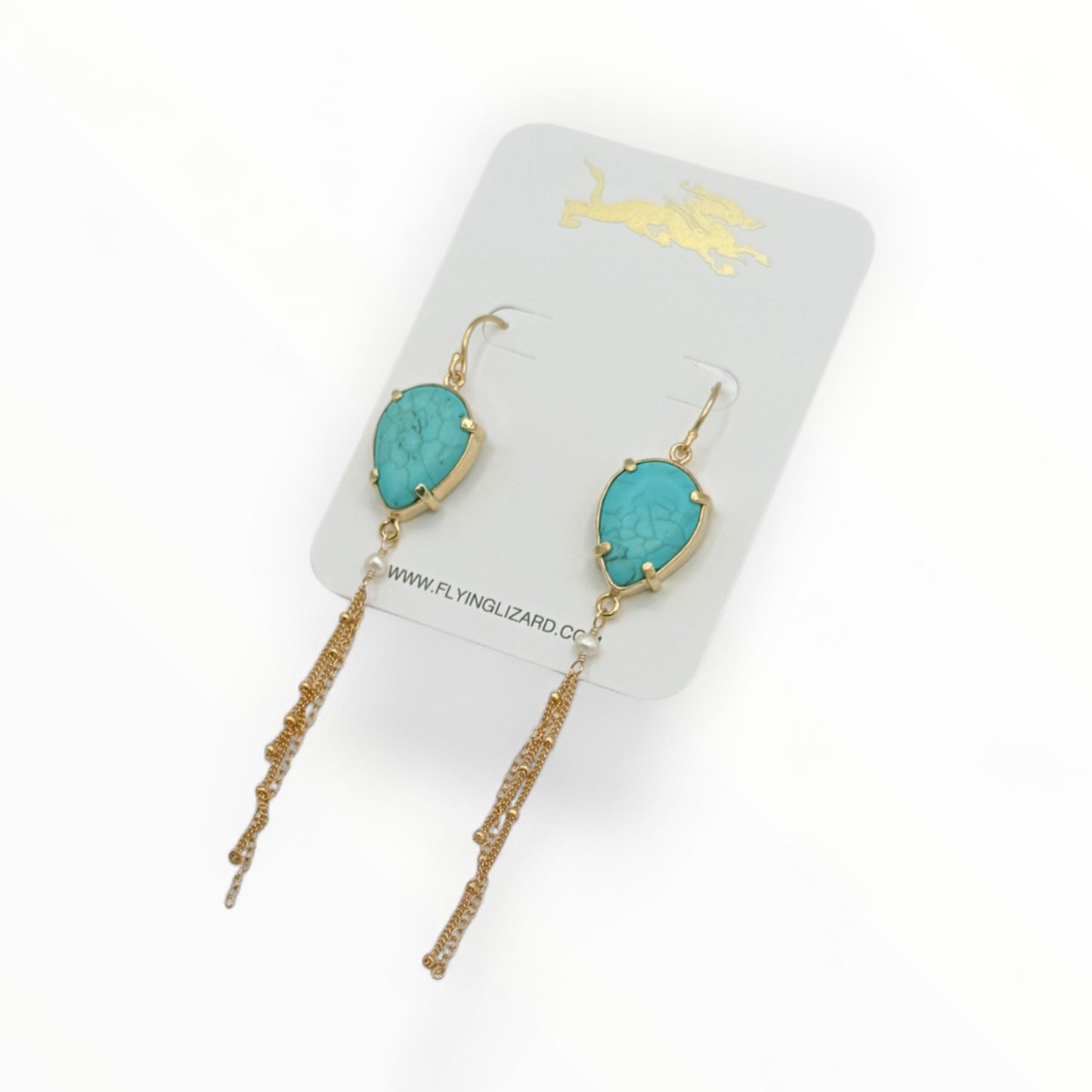 Turquoise Coast Gold Fringe Earrings