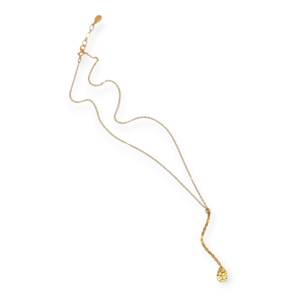 Coastal Chic Dapped Chain Lariat Necklace Collection – Jelly Opal, Baroque Pearl & Hammered Gold