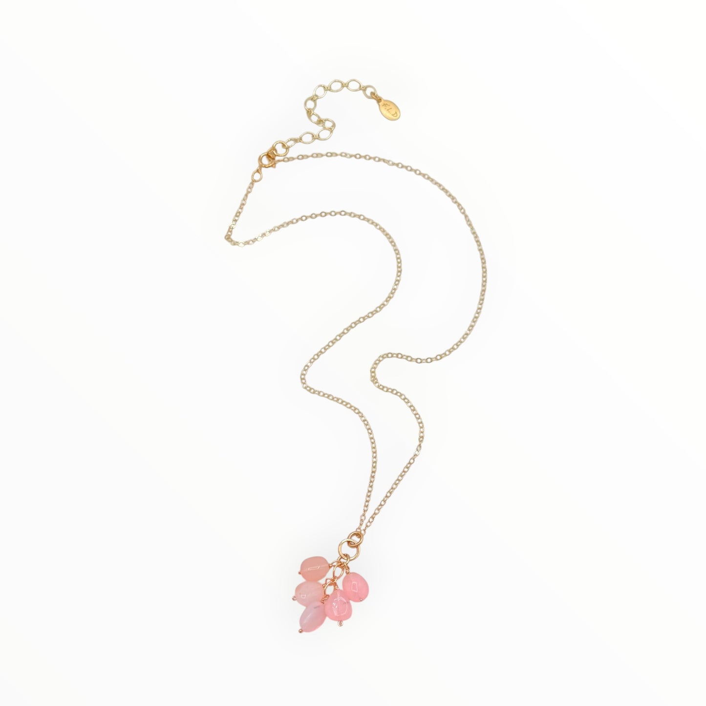 Pink Opal Cluster Gold Fill Necklace