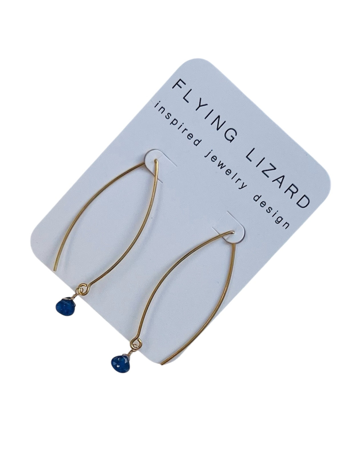 Slender Pull Thru Gold Gem Drop Earrings