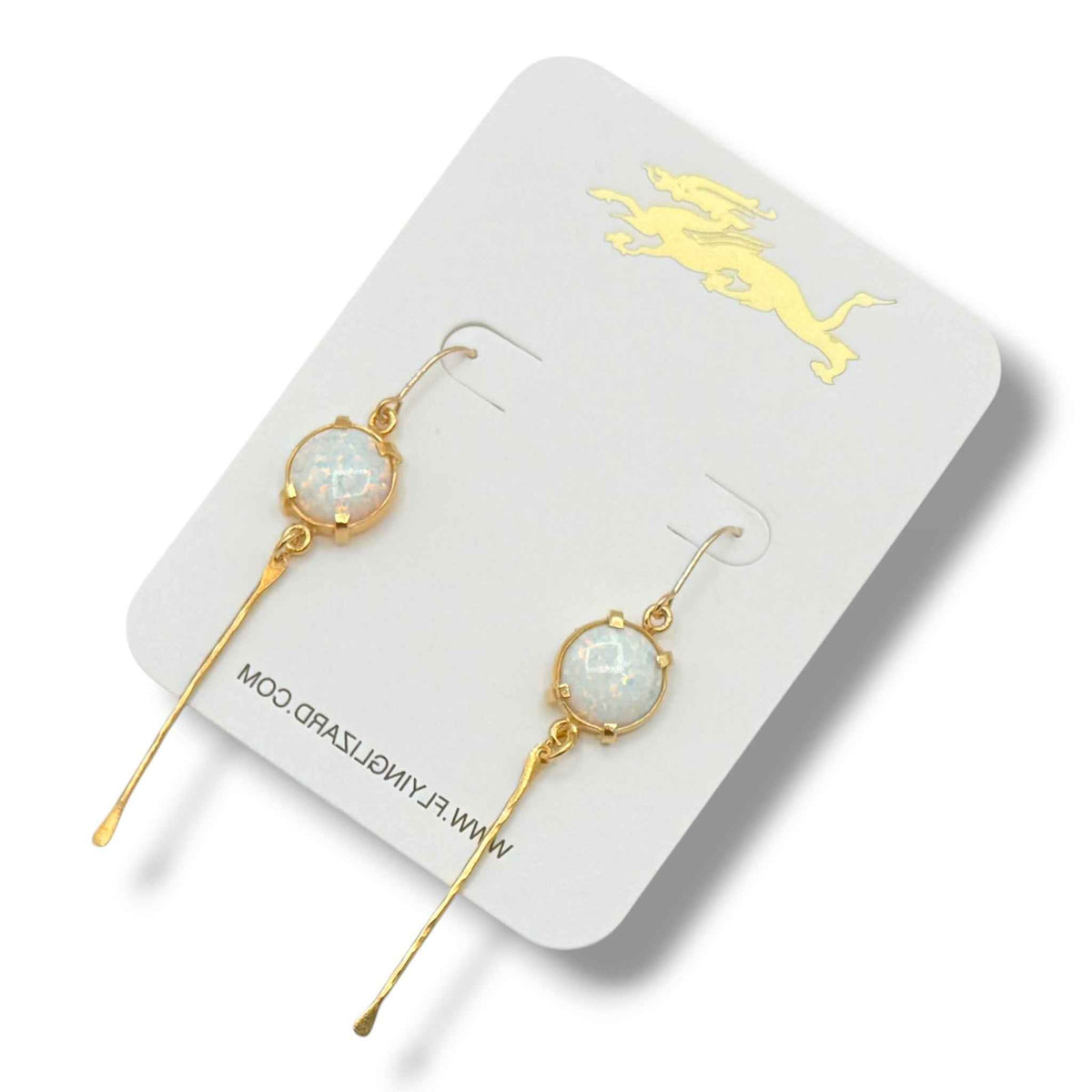 Modern White Opal Drop Earrings