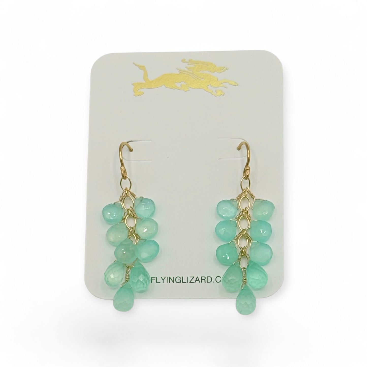 Aqua Chalcedony Cascade Earrings