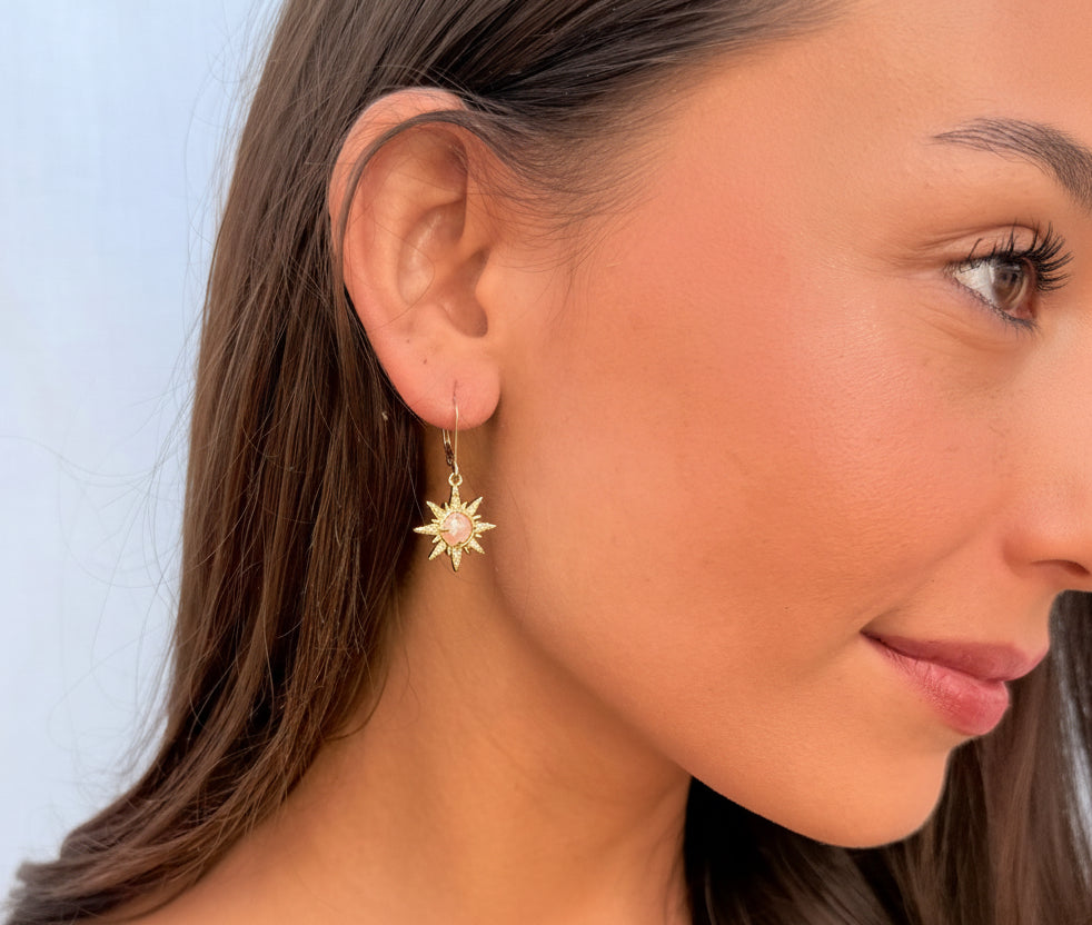 Pink Starburst Opal Earrings