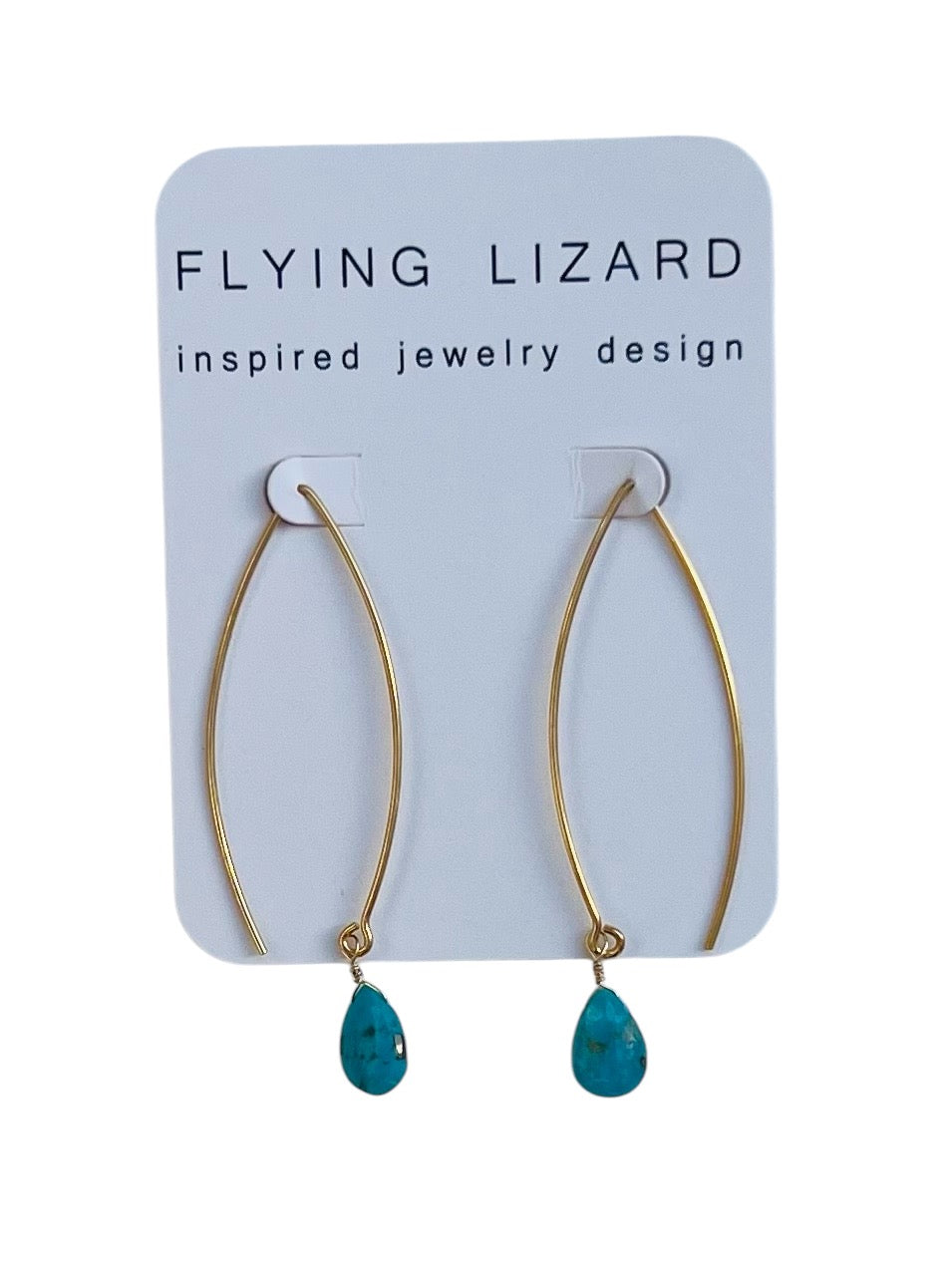 Slender Pull Thru Gold Gem Drop Earrings