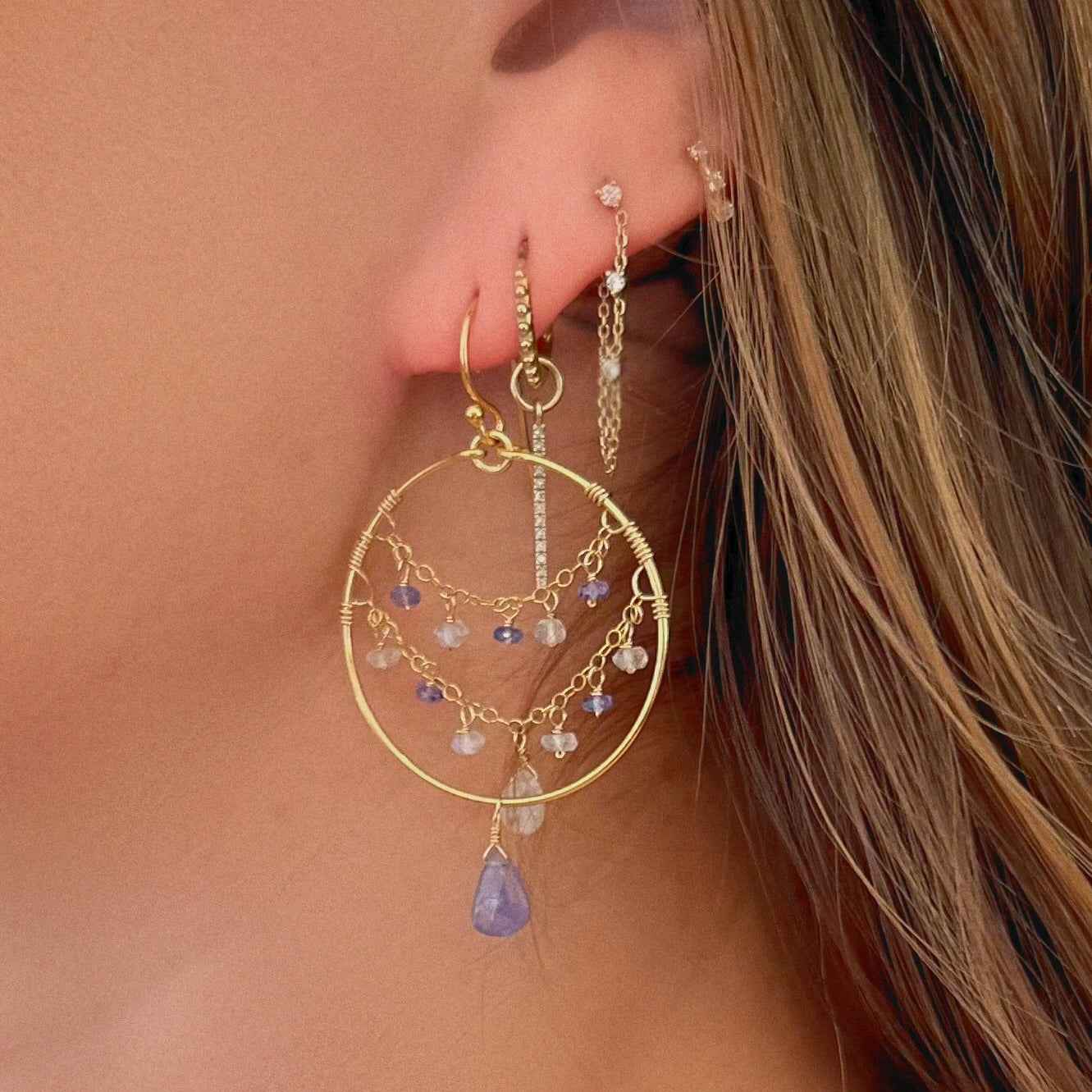 Midnight Blue Tanzanite Hoops