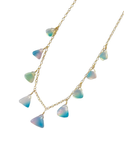 Nine Drop Opal Triangle Necklace