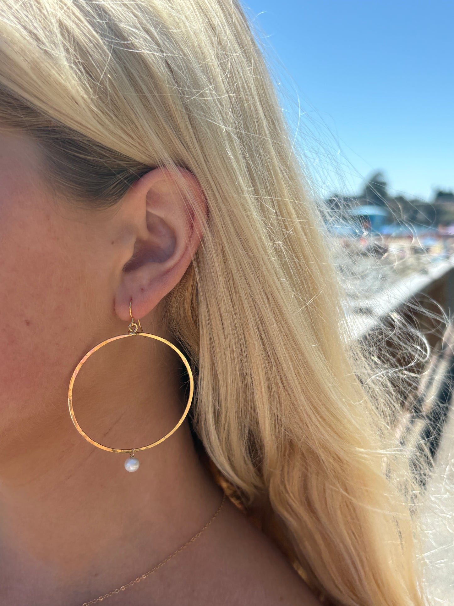 Delicate Pearl Hoops