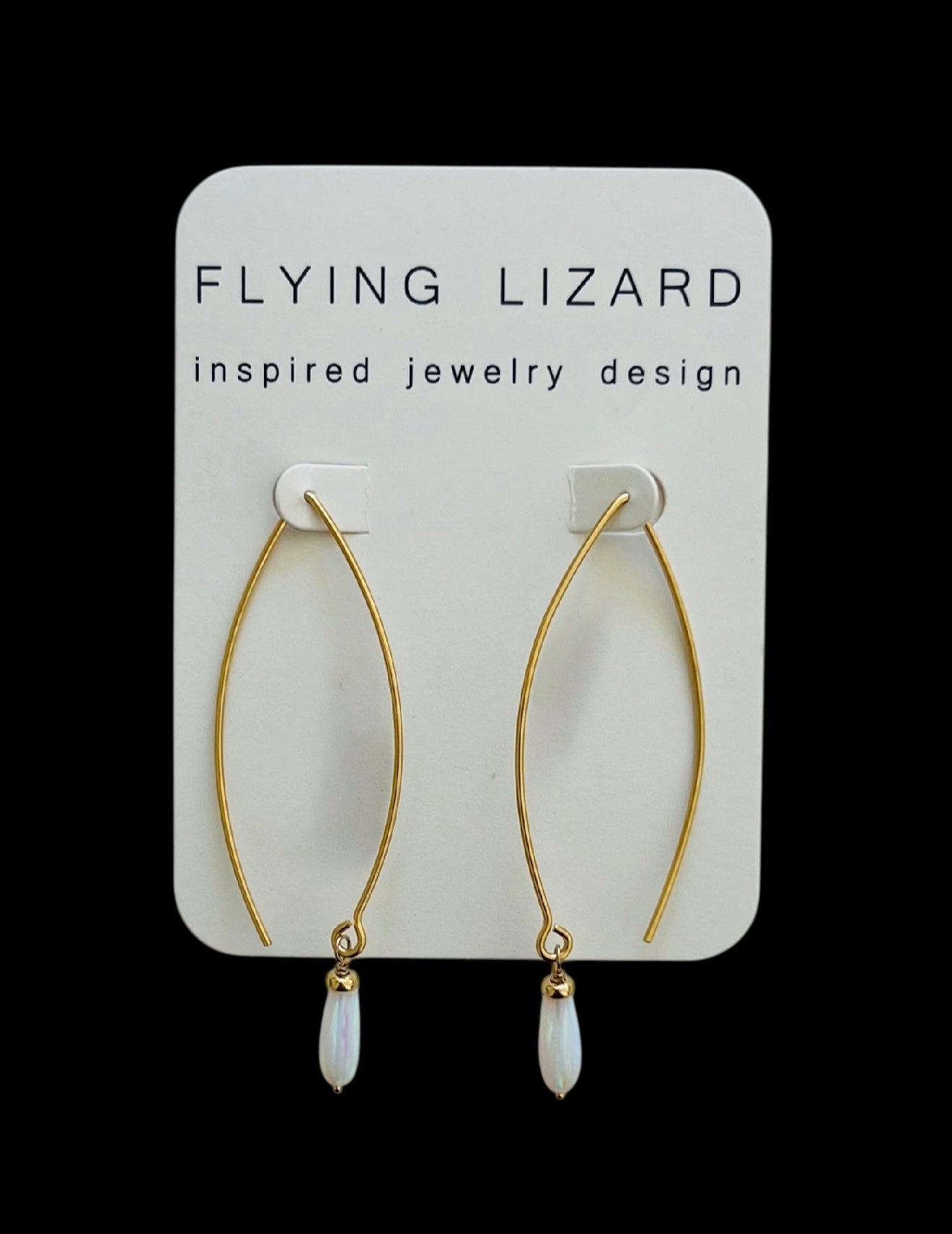 Opal Pull Thru Gold Hoops