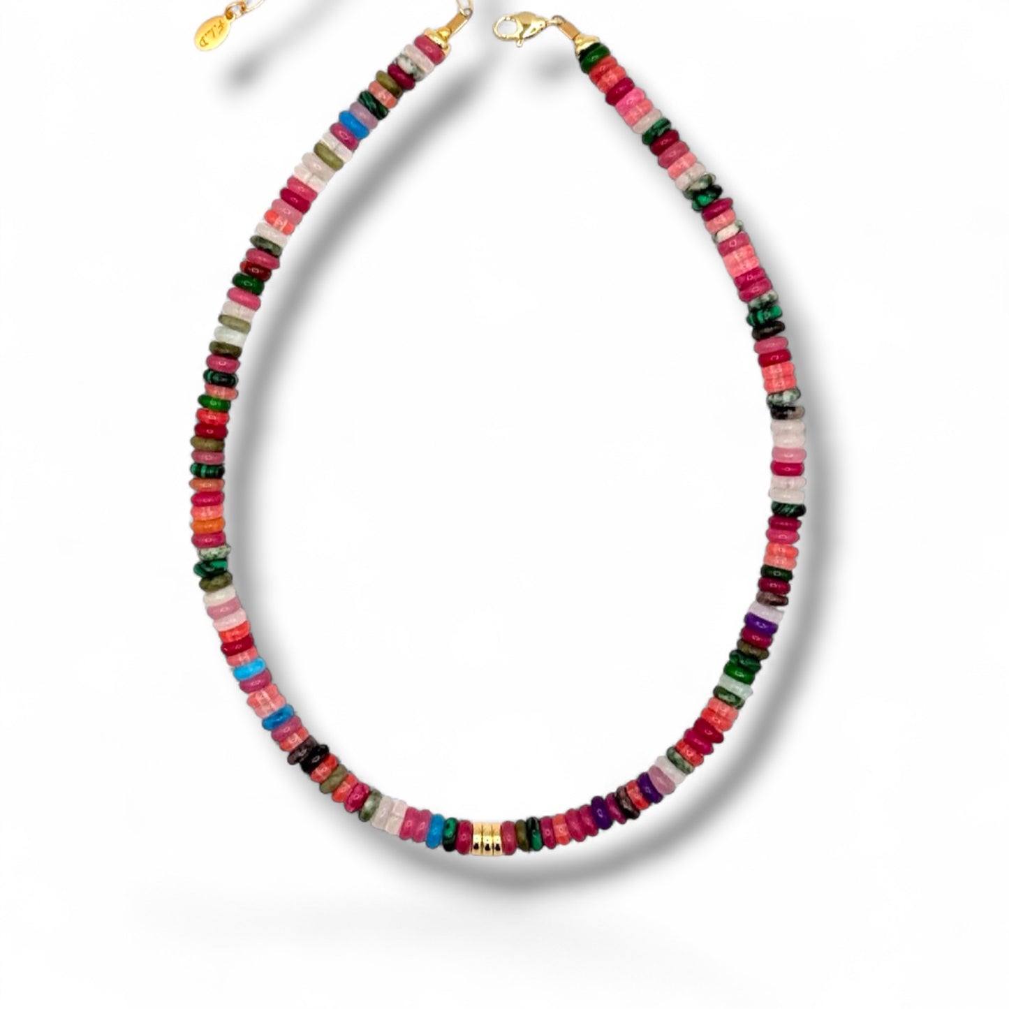 Mixed Gemstone Choker Necklace with Gold Accents