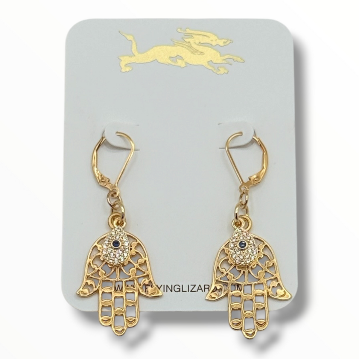 Hamsa Eye Amulet Gold Earrings