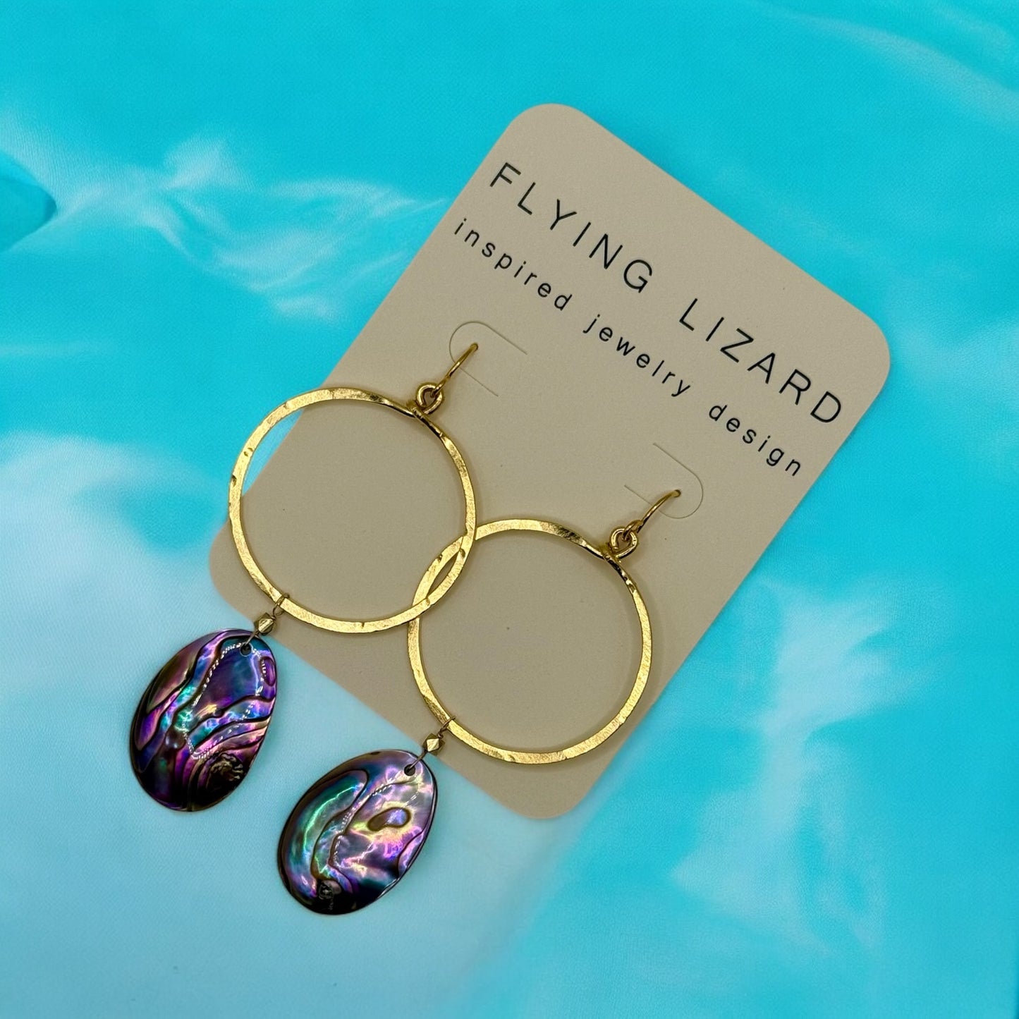 Abalone Oval Drop Hoops