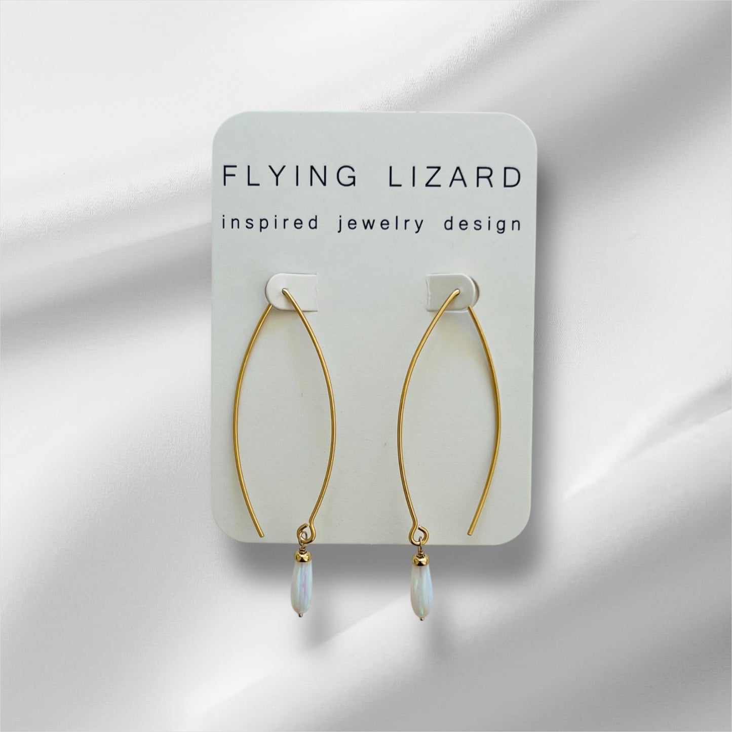 Opal Pull Thru Gold Hoops