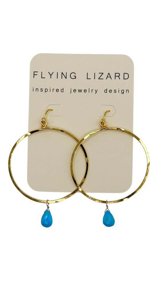 Turquoise Gold Hoops