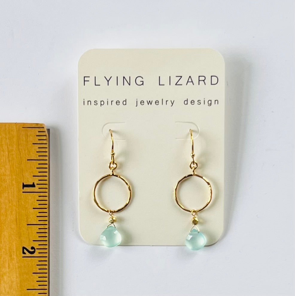 Chalcedony Mini Gold Hoops