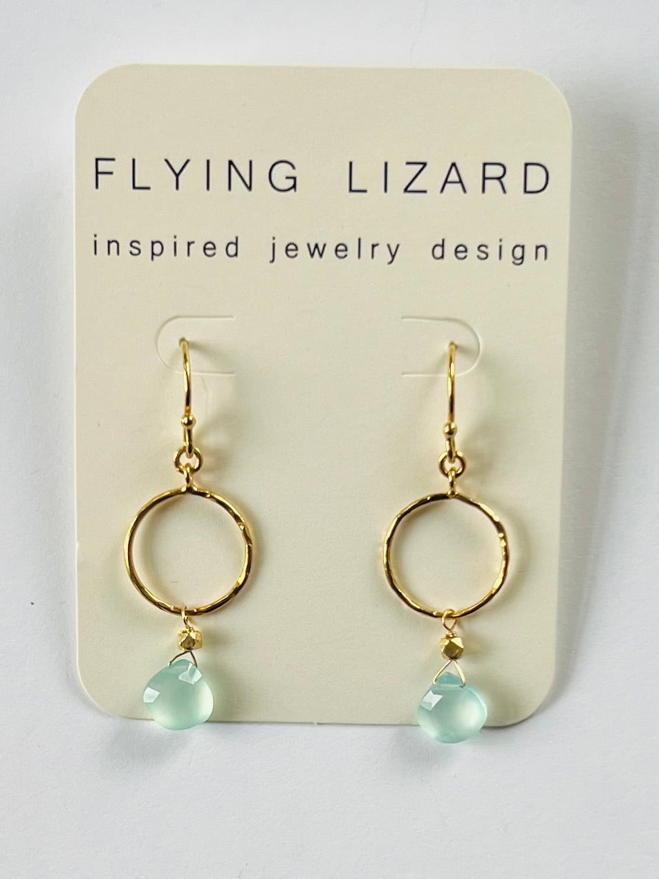 Chalcedony Mini Gold Hoops