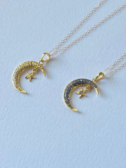 Star & Moon Diamond Necklace
