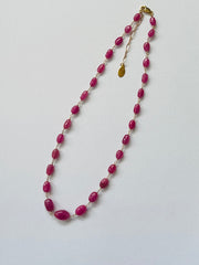 Ruby Oval Bead Gold Necklace