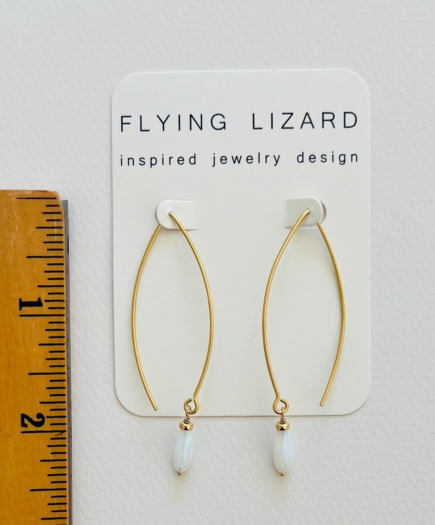 Opal Pull Thru Gold Hoops