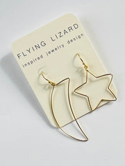 Moon and Star Gold Earrings